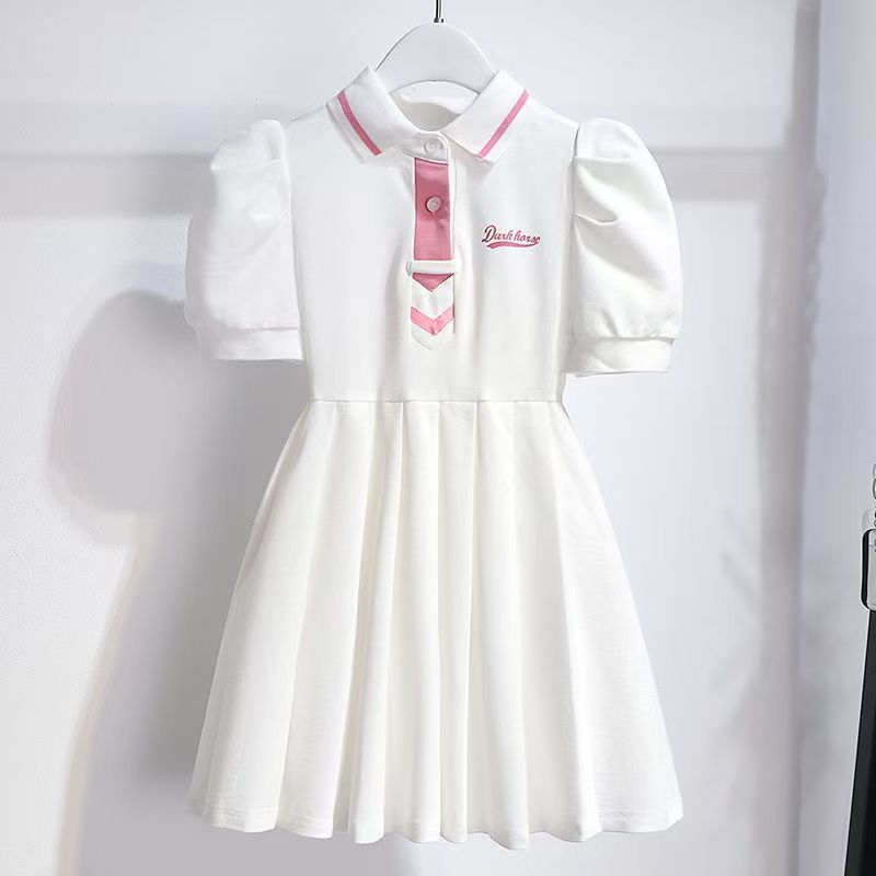 New children's short sleeved dress, fashionable girls' dress, fragrant and sweet pleated skirt, princess dress, children's clothing