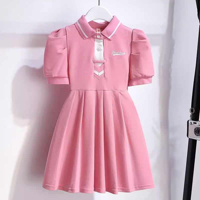 New children's short sleeved dress, fashionable girls' dress, fragrant and sweet pleated skirt, princess dress, children's clothing