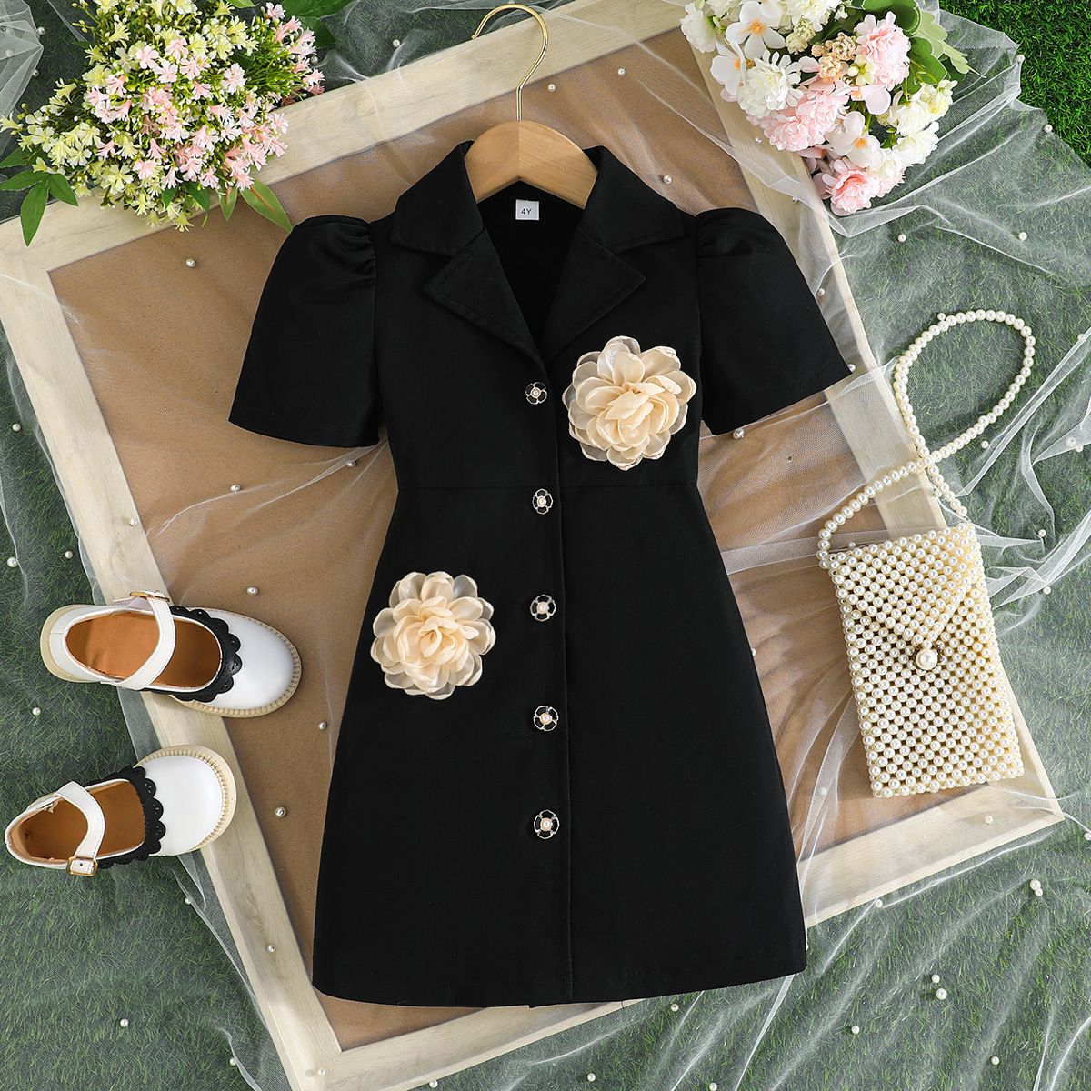 Summer new girls' dress, girls' solid color sleeveless suit, fashionable dress+belt two-piece set
