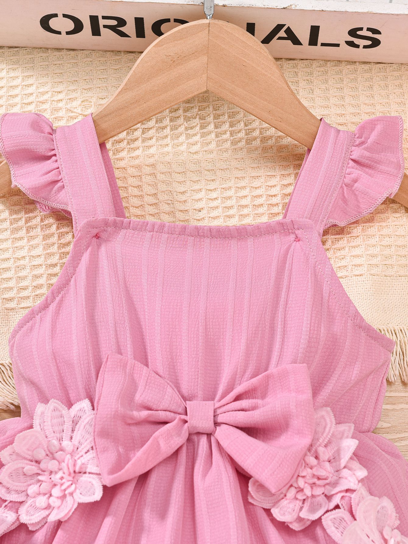 New  Baby girl dress cute suspender patchwork lace jumpsuit Ha dress skirt romper Butterfly tie hair band