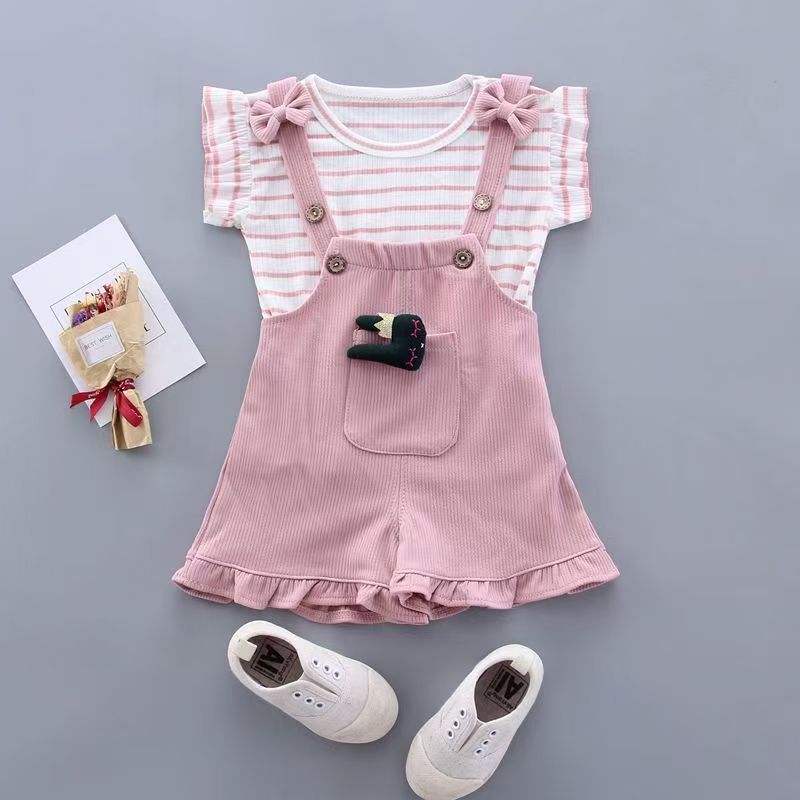 Girls' clothing set summer casual new style children's Korean version short sleeved skirt two-piece set
