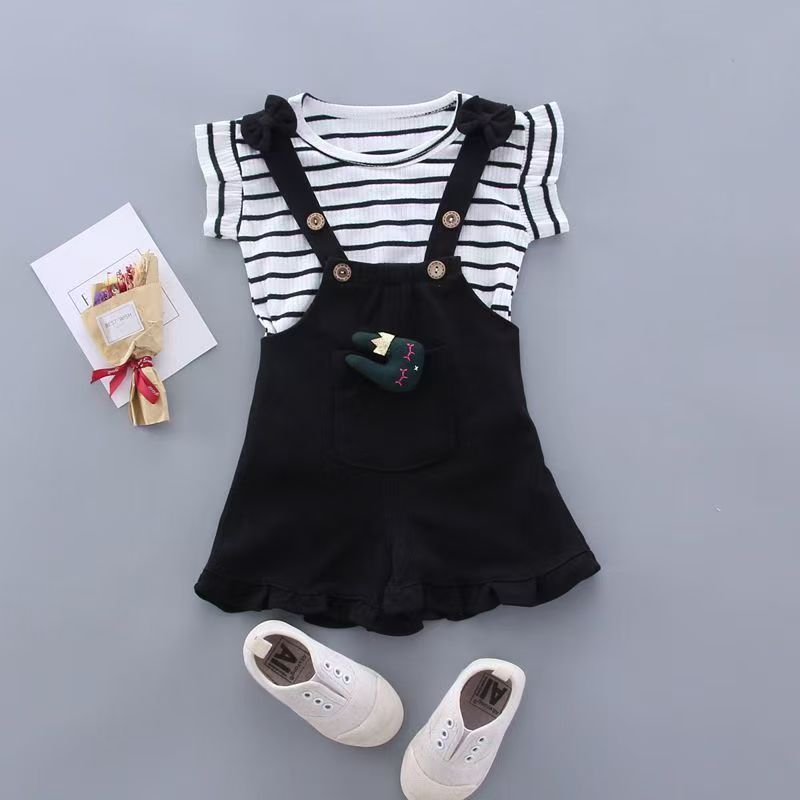 Girls' clothing set summer casual new style children's Korean version short sleeved skirt two-piece set