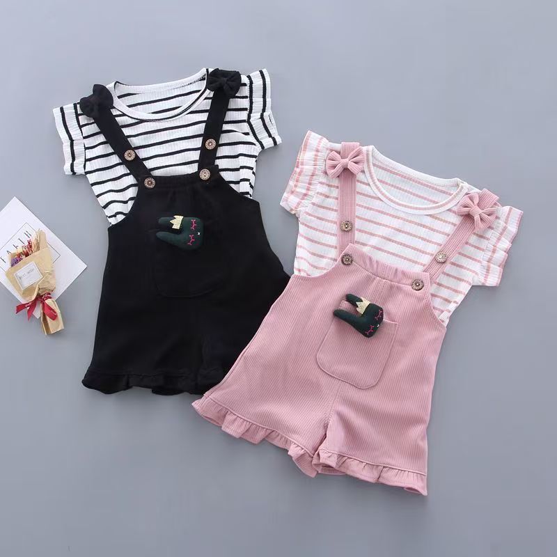 Girls' clothing set summer casual new style children's Korean version short sleeved skirt two-piece set