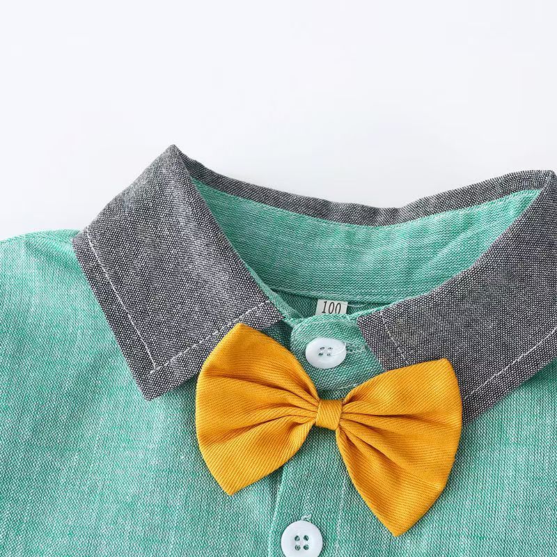 Kids Sets Boys Summer New Children Short Sleeved Blue T Shirt +Red Shorts Two Sets of Children's Formal Suit 1-4 Ages Clothing