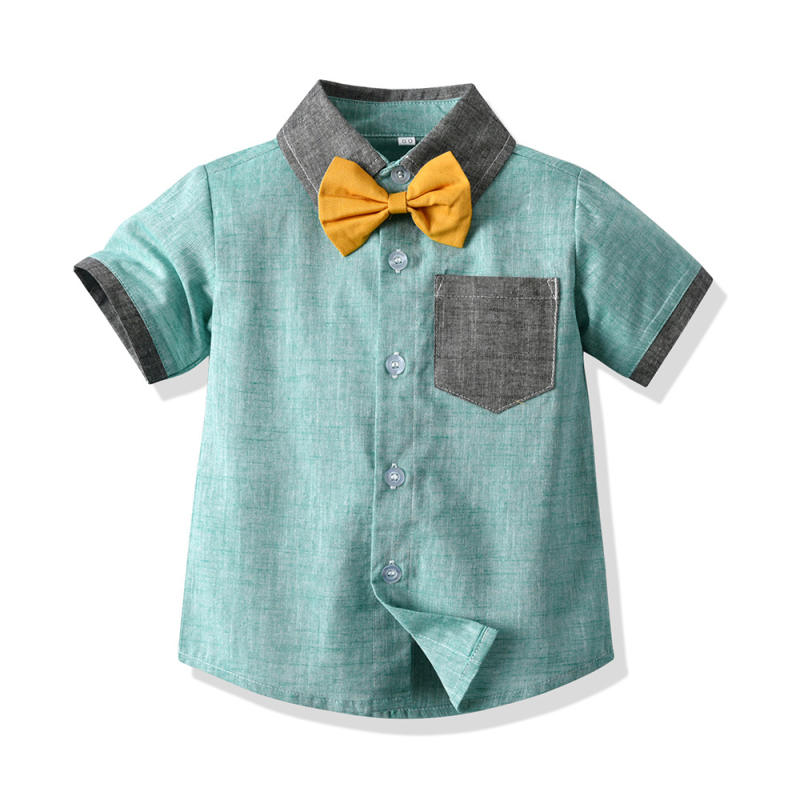 Kids Sets Boys Summer New Children Short Sleeved Blue T Shirt +Red Shorts Two Sets of Children's Formal Suit 1-4 Ages Clothing