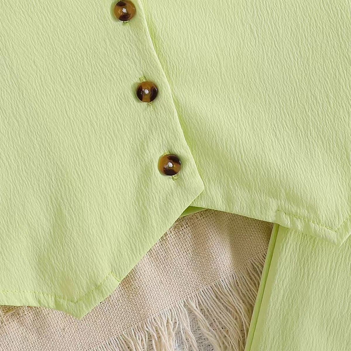 Children's Clothing Summer Girls' Sleeveless Cardigan Top Solid Color Suit Pants Two piece set Europe and America