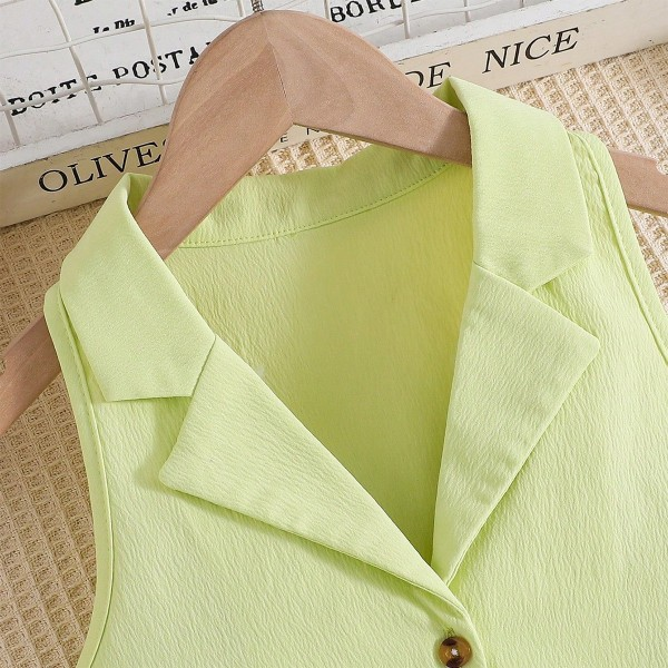 Children's Clothing Summer Girls' Sleeveless Cardigan Top Solid Color Suit Pants Two piece set Europe and America