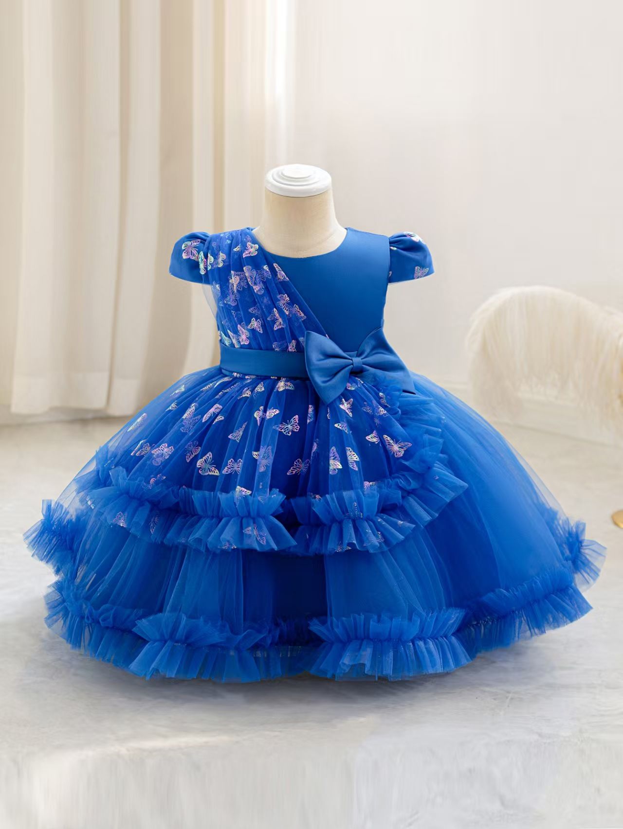 New Year One Baby Girls' Dress Bow Birthday Host Christmas Princess Dress Children's Dress Dress