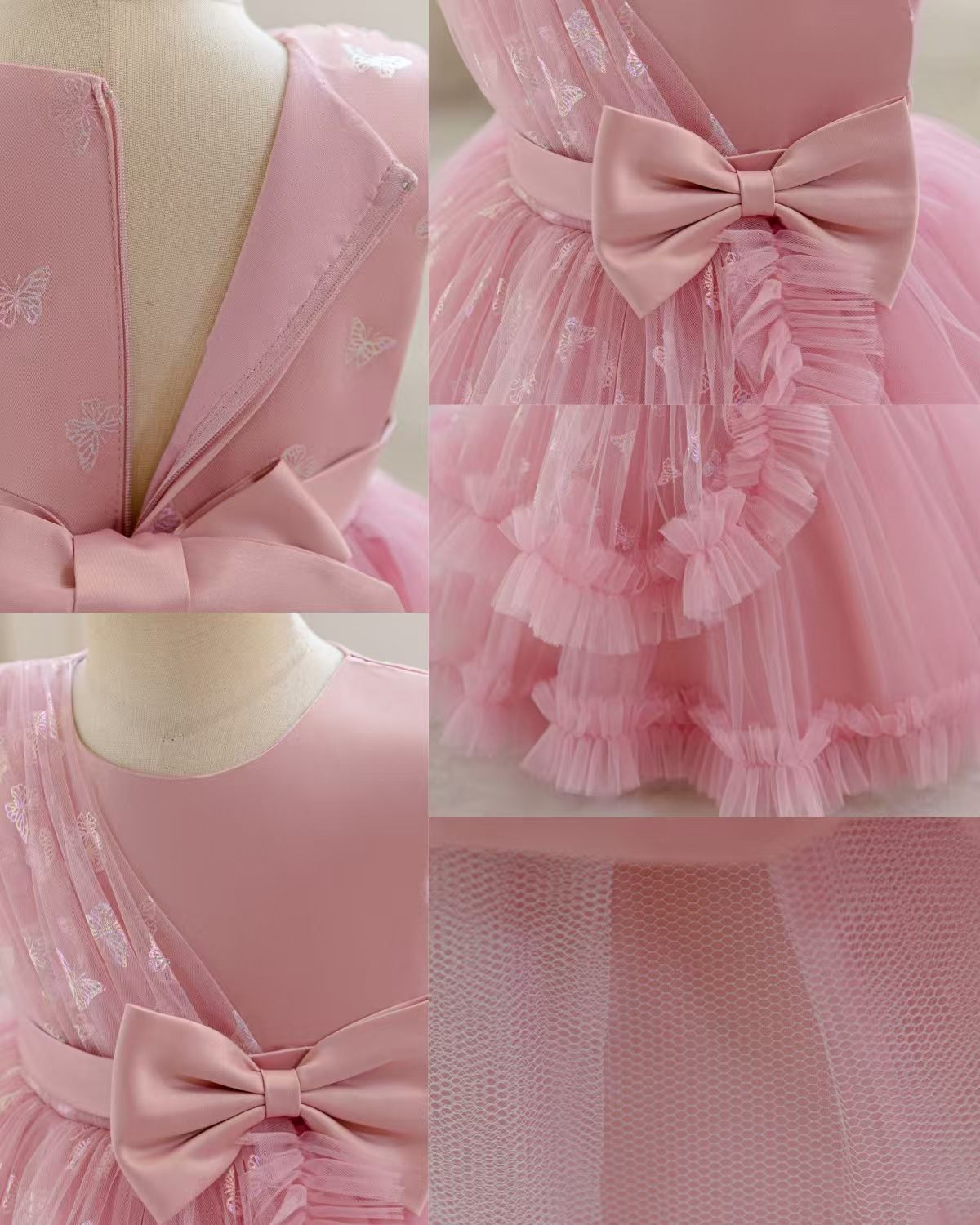 New Year One Baby Girls' Dress Bow Birthday Host Christmas Princess Dress Children's Dress Dress
