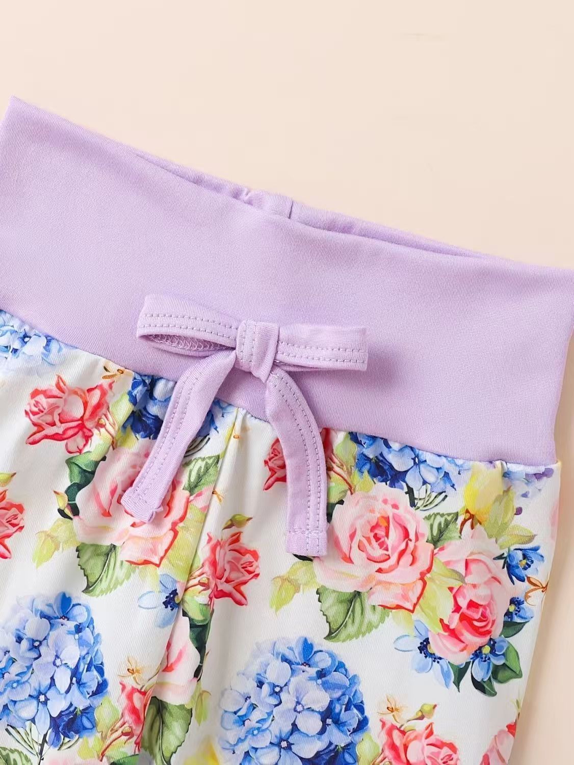 Baby Girl Spring and Autumn Long Sleeve Letter Triangle Ha Yi Flower Bow Long Pants Hairband Baby Three Piece Set