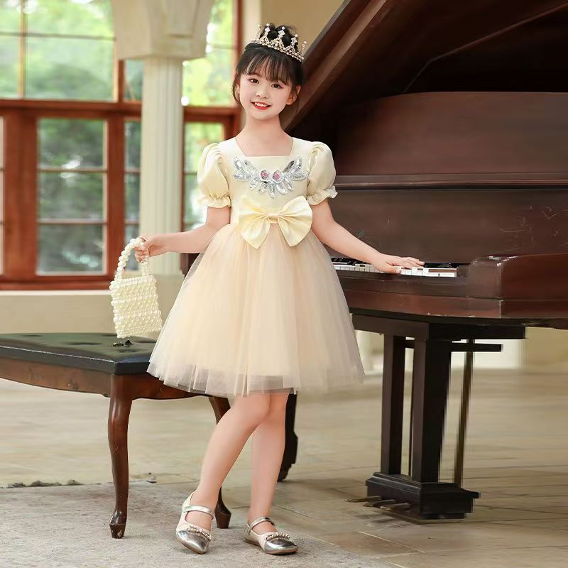 Summer girls' princess dresses girls' dresses formal dresses fashionable high-end birthday princess dresses small host performance costumes
