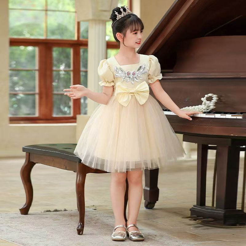 Summer girls' princess dresses girls' dresses formal dresses fashionable high-end birthday princess dresses small host performance costumes