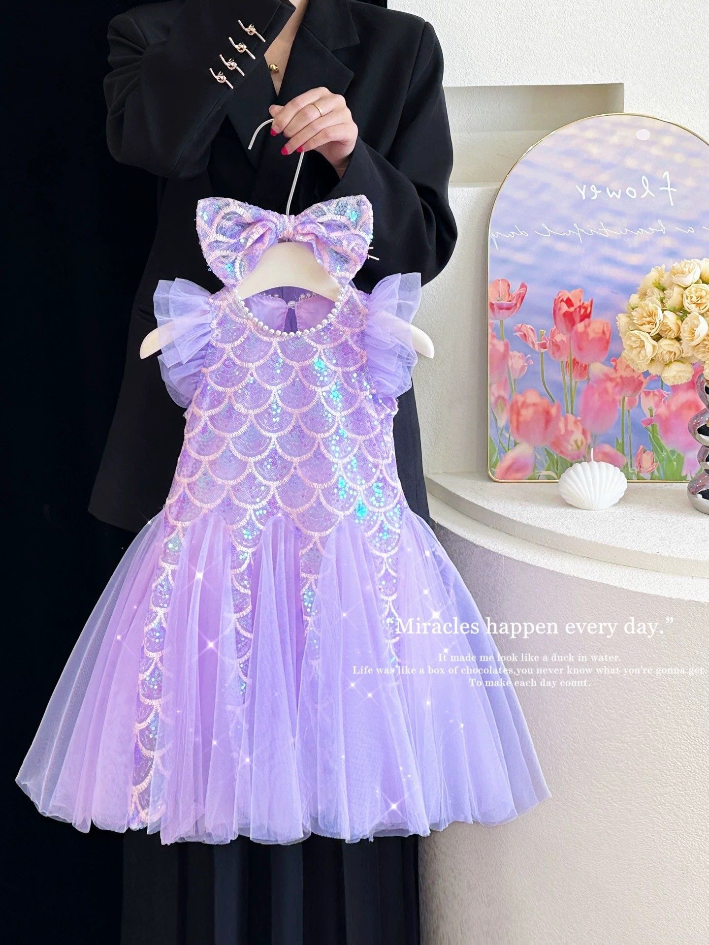 Girls' Dress Summer New Style Children's Elegant Princess Dress Baby Fashion Mesh Flying Sleeve Tank Top Skirt