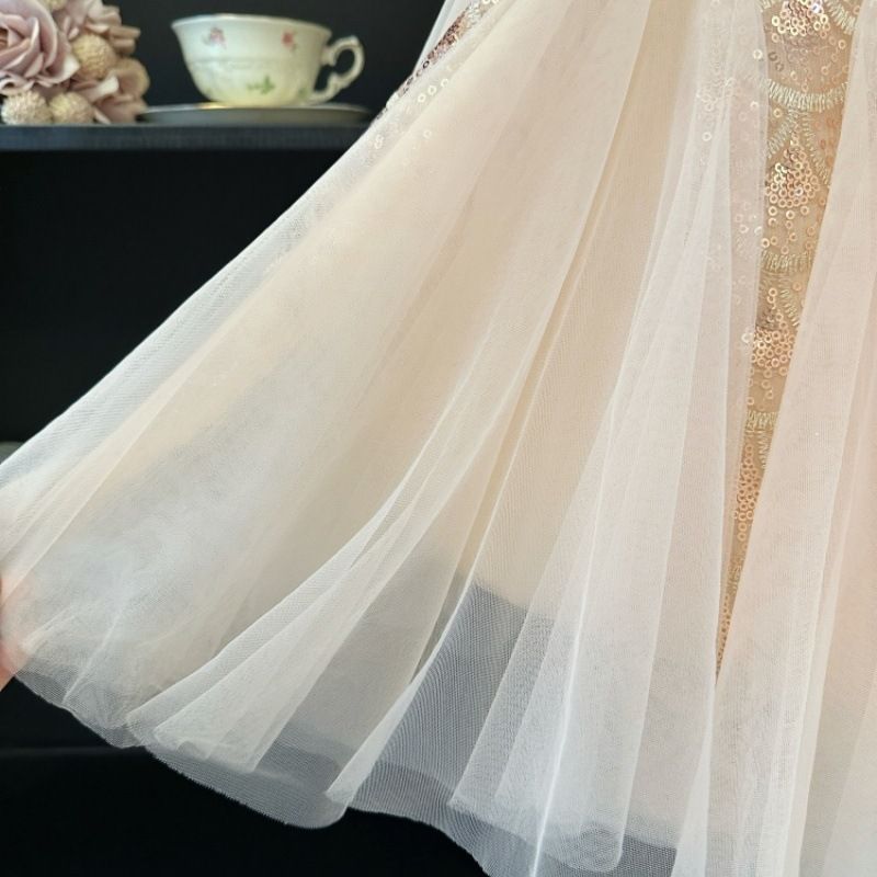 Girls' Dress Summer New Style Children's Elegant Princess Dress Baby Fashion Mesh Flying Sleeve Tank Top Skirt