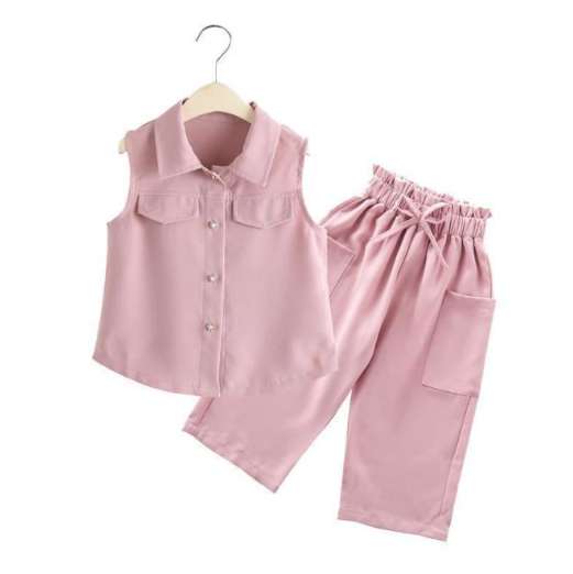 4-9 Years Children Girls Clothes Set Sleeveless T-Shirt +Cropped Short Pants Summer Fashion Outfit