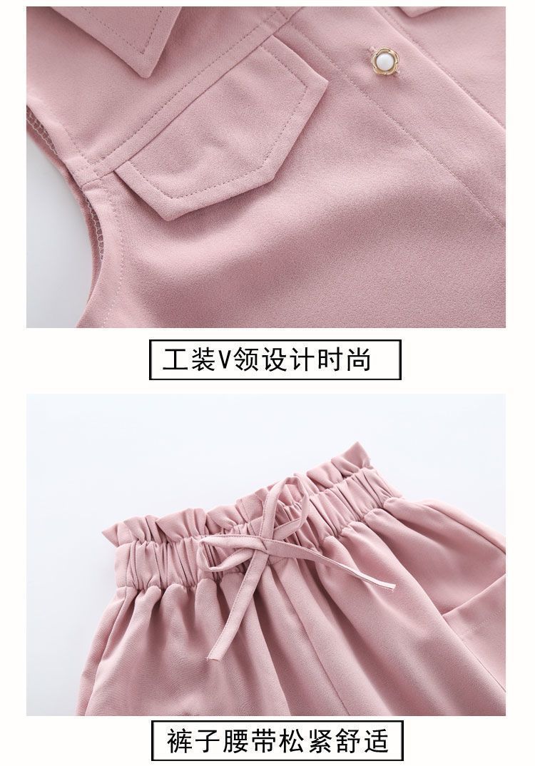 4-9 Years Children Girls Clothes Set Sleeveless T-Shirt +Cropped Short Pants Summer Fashion Outfit