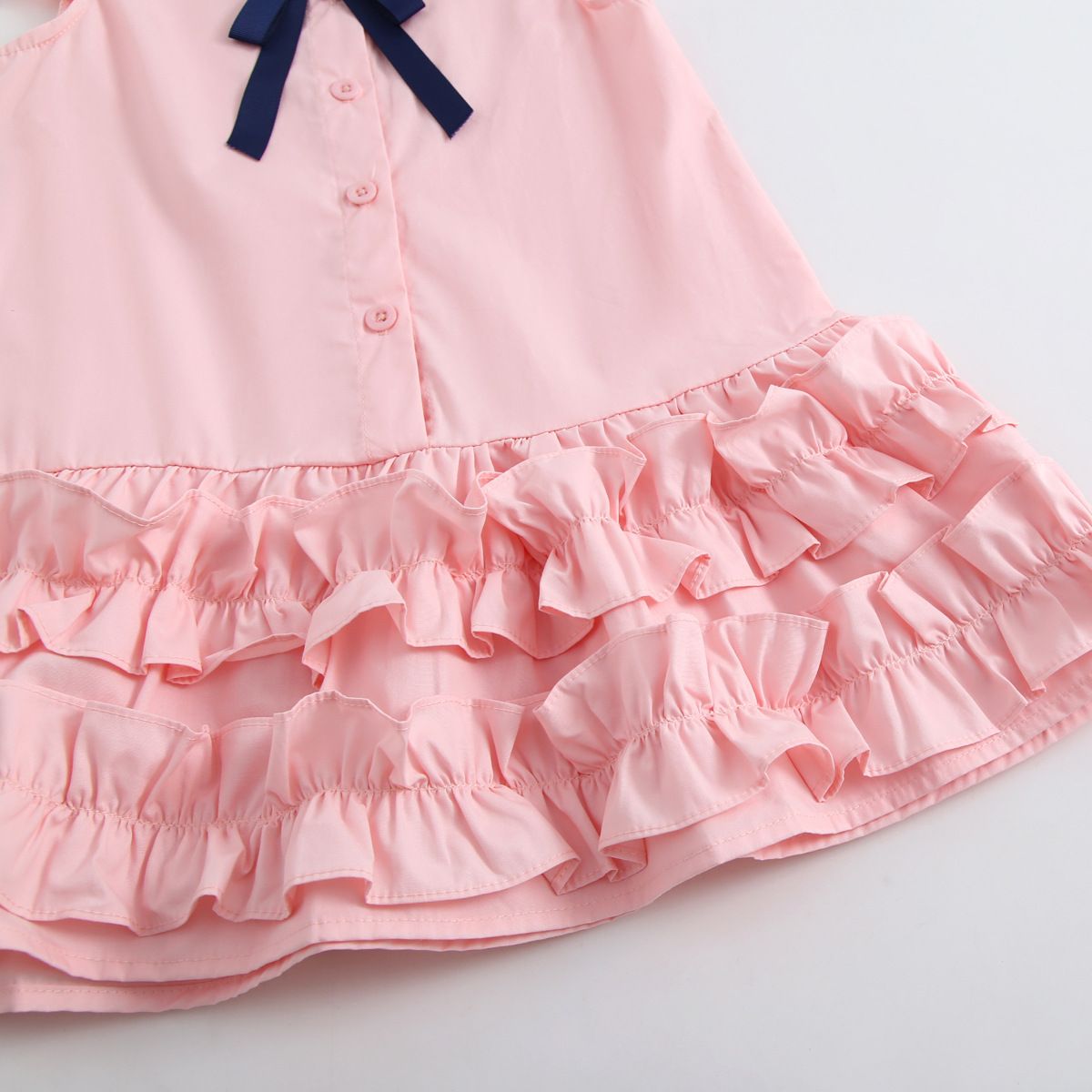 Girls' dress summer new style flying sleeve children's vest skirt, little girls' college style cake skirt