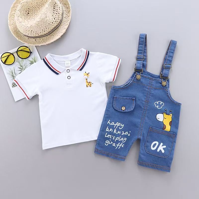 Baby Boys Clothing Children Summer Toddler Girls Clothes Infant Cartoon Cotton T Shirt+Denim Shorts 2pc/Sets Kids Sports Outfit
