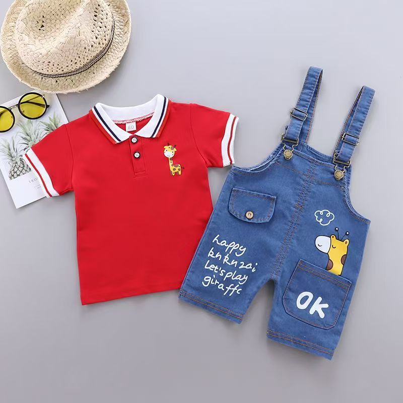 Baby Boys Clothing Children Summer Toddler Girls Clothes Infant Cartoon Cotton T Shirt+Denim Shorts 2pc/Sets Kids Sports Outfit