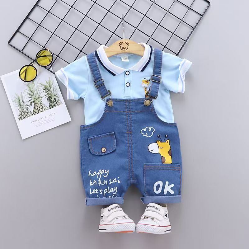 Baby Boys Clothing Children Summer Toddler Girls Clothes Infant Cartoon Cotton T Shirt+Denim Shorts 2pc/Sets Kids Sports Outfit
