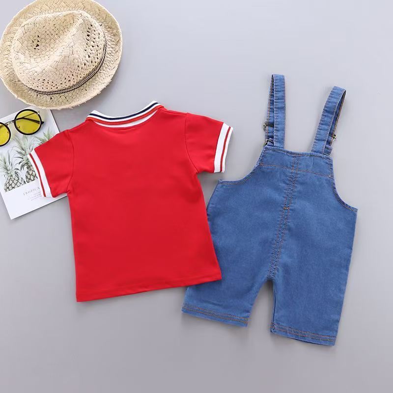 Baby Boys Clothing Children Summer Toddler Girls Clothes Infant Cartoon Cotton T Shirt+Denim Shorts 2pc/Sets Kids Sports Outfit