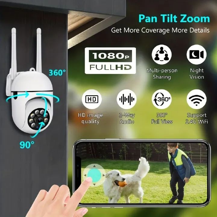 Cam With Color Night Vision Wireless 1080p HD Indoor/Outdoor Video Camera 2-Way Audio Wireless Security Camera Pan/Tilt/Zoom Wi-Fi Smart Home Security Camera With Motion Tracking For Baby & Pet