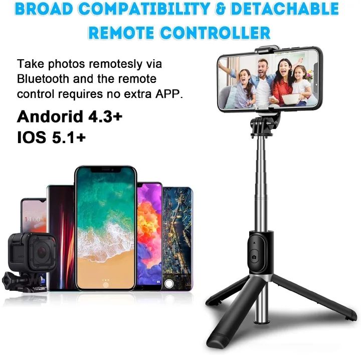 3 in 1 Integrated Monopod Tripod for Phone Portable be Folded Mini Selfie Stick Gimbal SLR Tripod Suitable Various Types of Phone