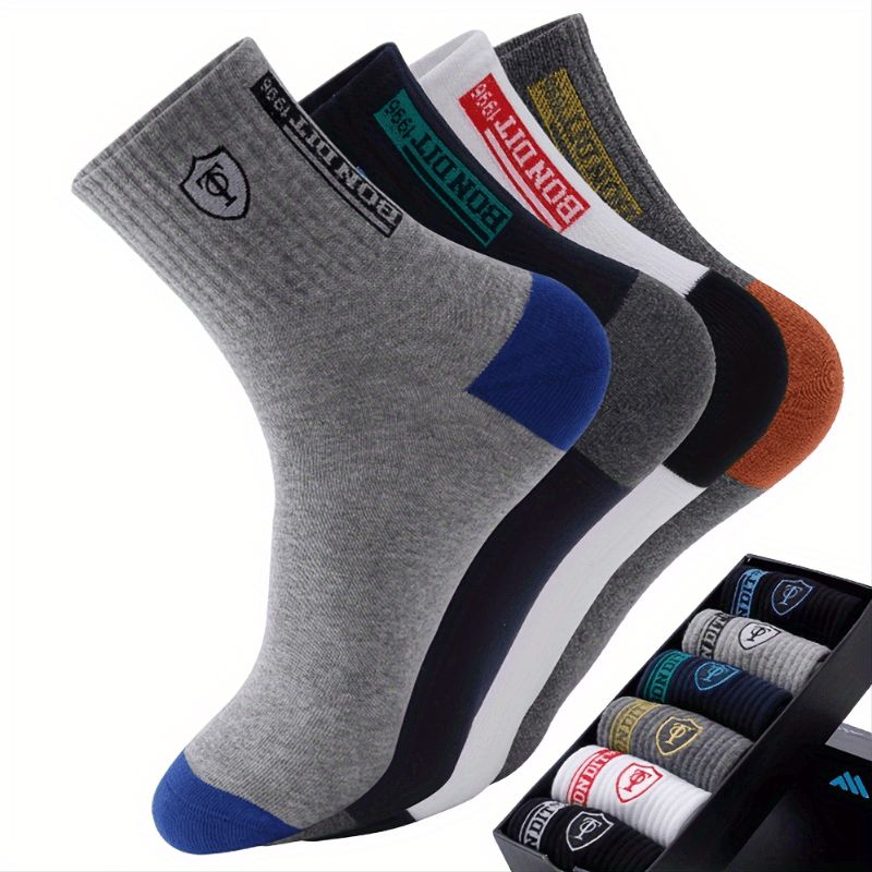 5 Pairs/Lot Men's Socks Men's Bamboo Fiber Socks New Four Seasons Long Black Business Casual Man Sock Gift Size 37-43