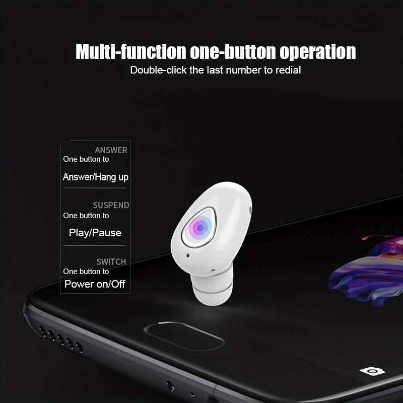 1pc Wireless Earphone Mini Invisible In-Ear Sports Earbuds With Microphone Stereo Headphones