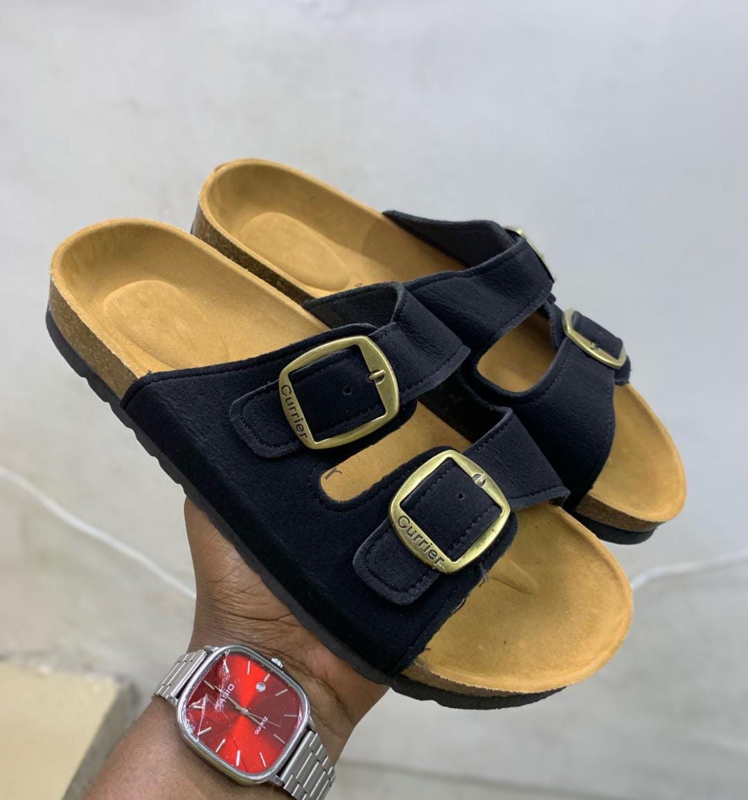 Men’s Double-Strap Sandals, Men’s Casual Double Buckle Slide Sandals. male slippers.