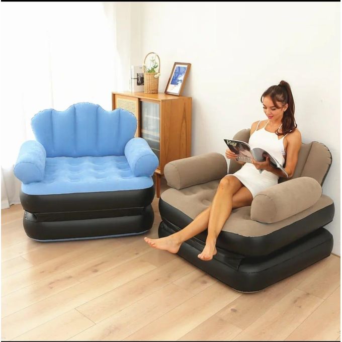 Portable Inflatable Sofa Couch Lounge Chair With Footbed For Indoor Outdoor Living Camping And Travelling