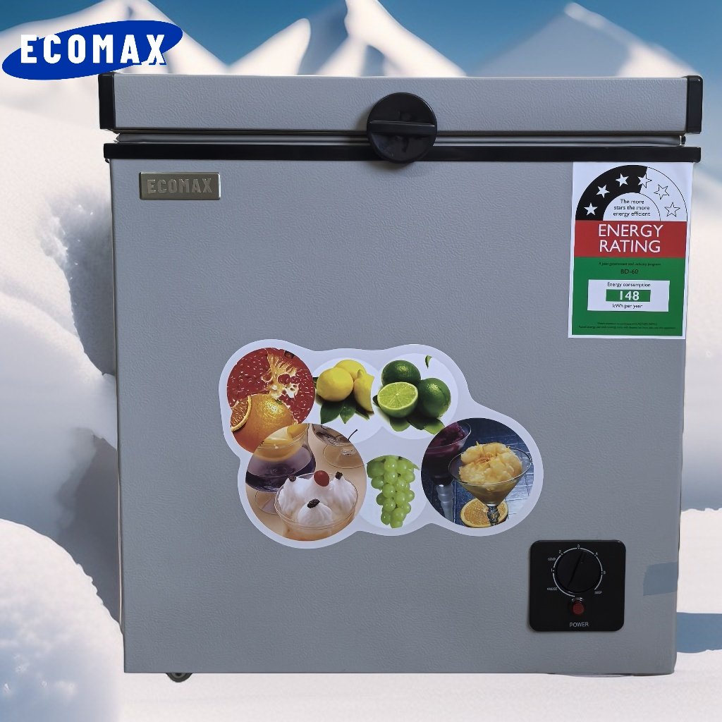 ECOMAX 60L Chest Freezer Portable Refrigerator Single Door Fridge with Lock and Keys BD-60