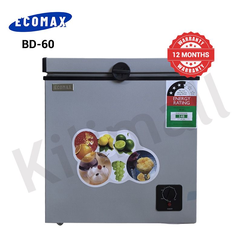 ECOMAX 60L Chest Freezer Portable Refrigerator Single Door Fridge with Lock and Keys BD-60 Silver,60L