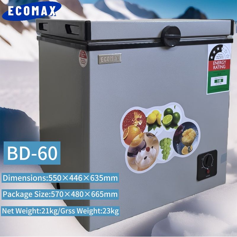 ECOMAX 60L Chest Freezer Portable Refrigerator Single Door Fridge with Lock and Keys BD-60