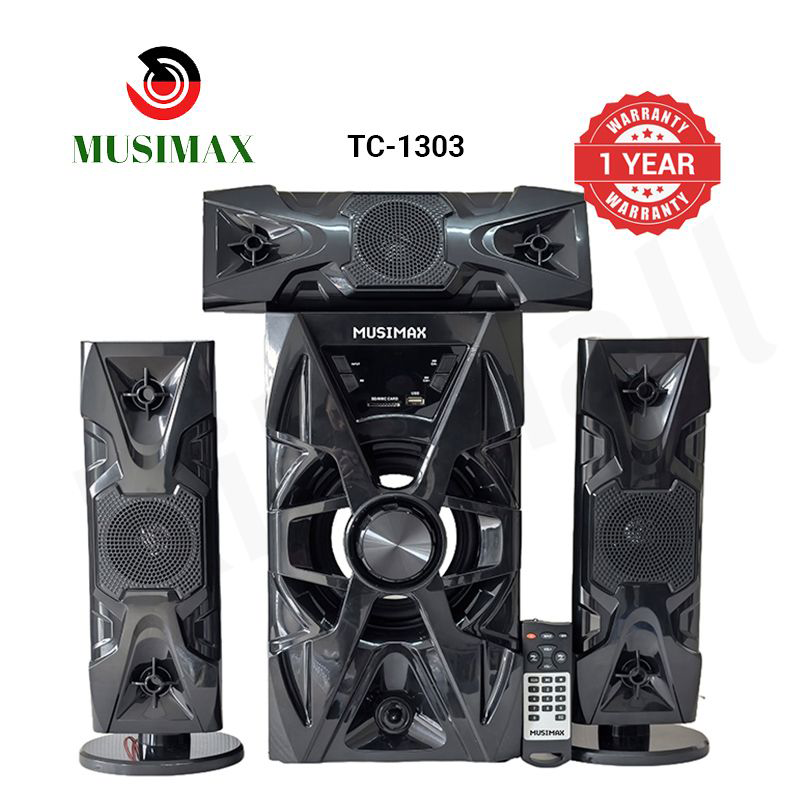 MUSIMAX 3.1CH X-Base TC-1303 Woofer HI-FI BT Speaker Systems AC/DC Subwoofer Home Audio System 12000W with Remote Control Bluetooth FM USB SD TC-1303 Black