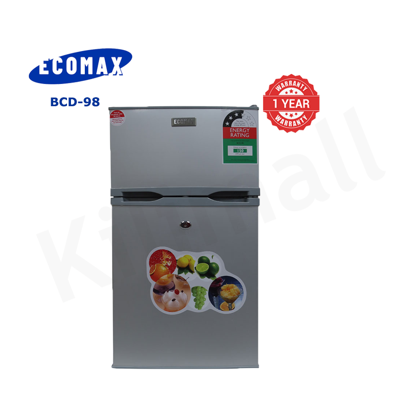 ECOMAX 98L Double Doors Refrigerator Home Improvement Energy Saving Fridge with Lock and Keys BCD-98