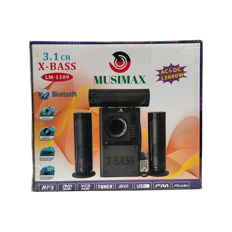 【Limited Offer】MUSIMAX 3.1CH Bluetooth LM-1109 Woofer Home Theater System Speaker Systems Subwoofer USB/SD/FM Home Audio System with Remote Control 12000W