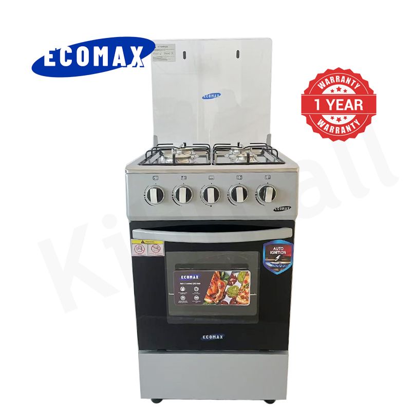 ECOMAX 4 Gas Cooker + Gas Oven 4 Burners Free Standing Gas Cooker Cooking Range with 60L Oven Automatic lgnition LX-680-4G