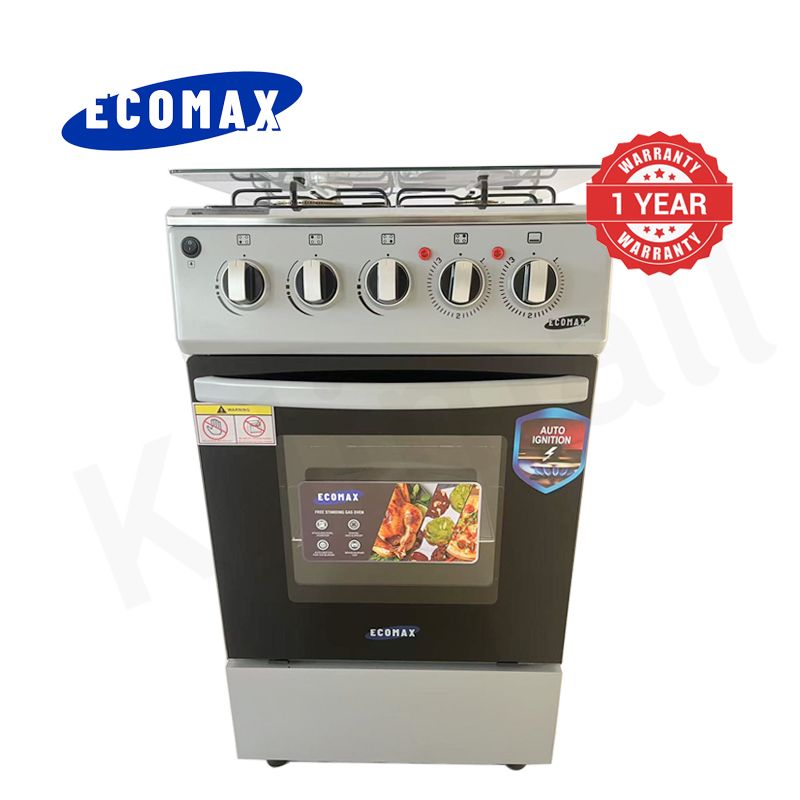ECOMAX 4 Gas Cooker + Gas Oven 4 Burners Free Standing Gas Cooker Cooking Range with 60L Oven Automatic lgnition LX-680-4G