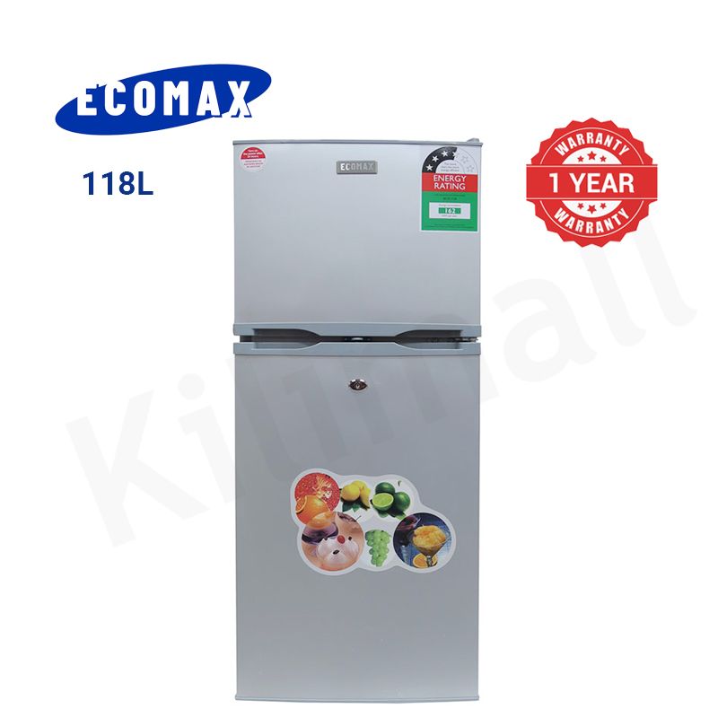 ECOMAX 118L Double Doors Fridge Freezer Refrigerator with Lock and Keys BCD-118