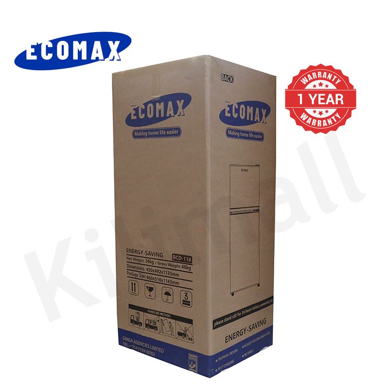 ECOMAX 118L Double Doors Fridge Freezer Refrigerator with Lock and Keys BCD-118