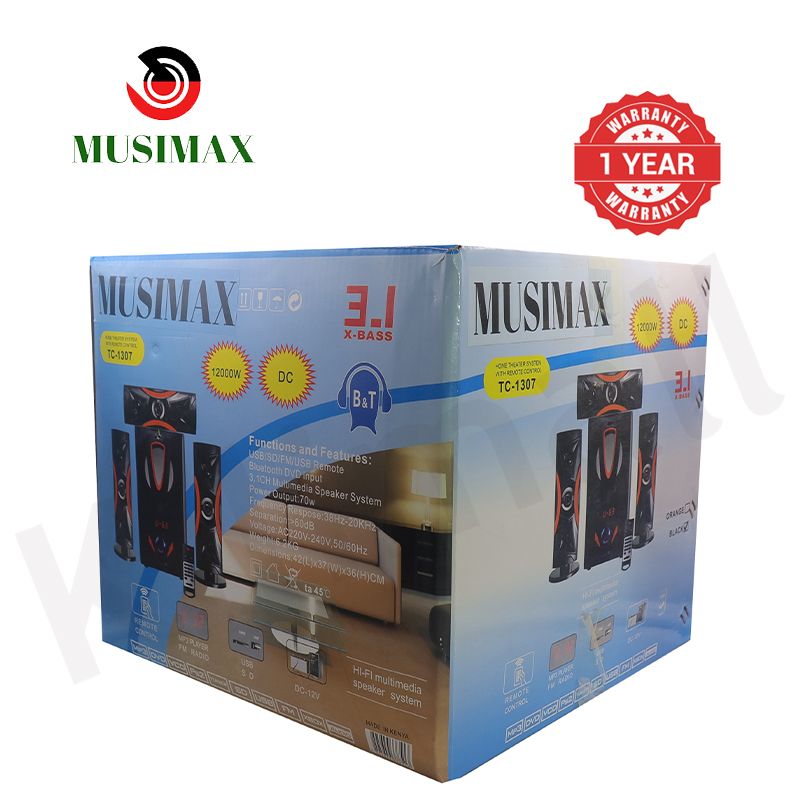 MUSIMAX 3.1CH Bluetooth LM-1107 Woofer Home Theater System Speaker Systems Subwoofer USB/SD/FM Home Audio System with Remote Control 12000W