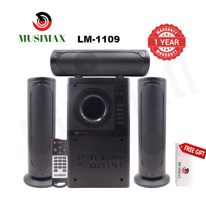【Limited Offer】MUSIMAX 3.1CH Bluetooth LM-1109 Woofer Home Theater System Speaker Systems Subwoofer USB/SD/FM Home Audio System with Remote Control 3000W
