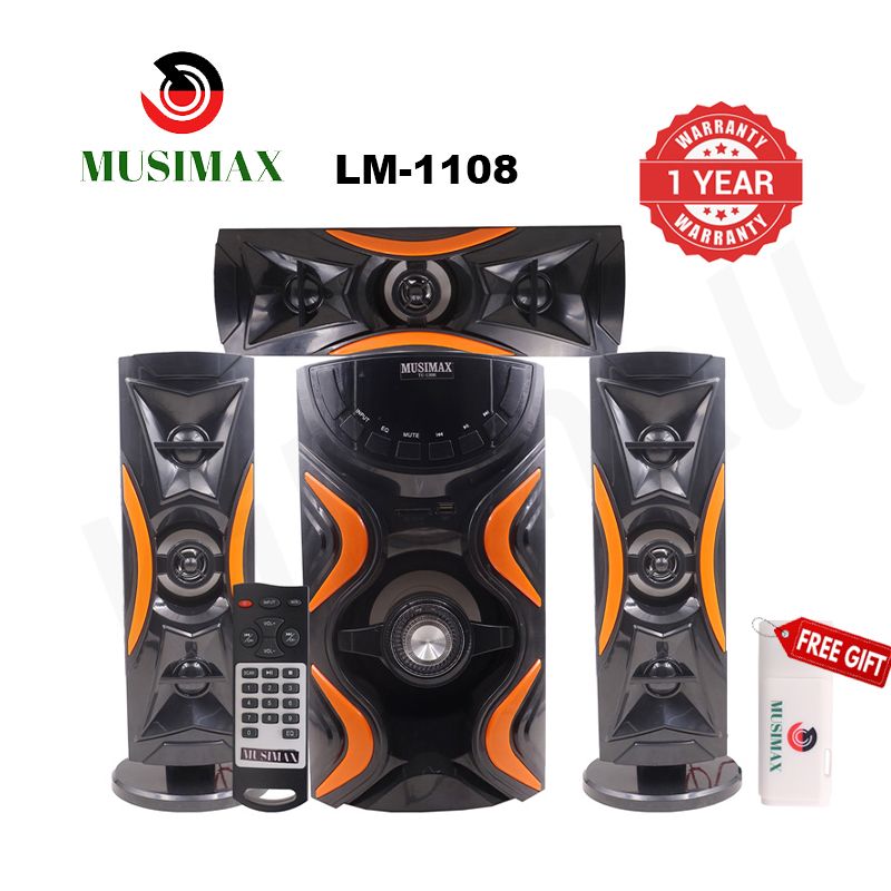 MUSIMAX 3.1CH Bluetooth LM-1108 Woofer Home Theater System Speaker Systems Subwoofer USB/SD/FM Home Audio System with Remote Control 3000W