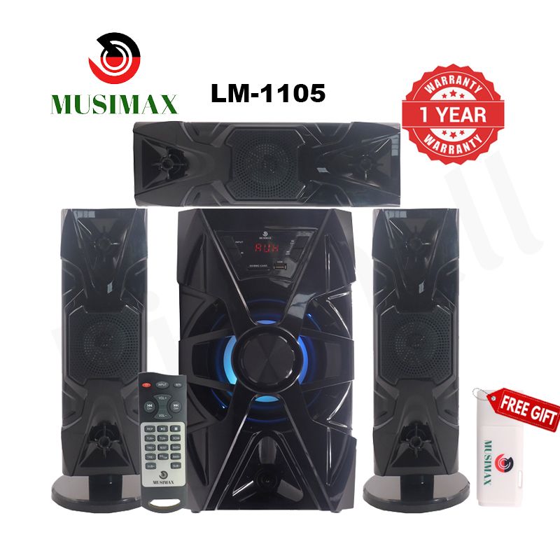 MUSIMAX 3.1CH X-Base LM-1105 Woofer HI-FI BT Speaker Systems AC/DC Subwoofer Home Audio System 3000W with Remote Control Bluetooth FM USB SD