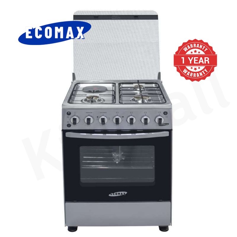 ECOMAX 3 Gas + 1 Electric 4 Burners Free Standing Gas Cooker Cooking Range with 80L Oven 60*60*86cm Pulse lgnition Mechanical Timer LX-880-3G1E