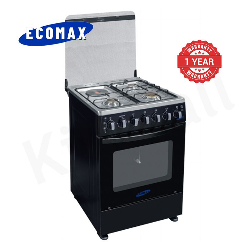 ECOMAX 3 Gas + 1 Electric 4 Burners Free Standing Gas Cooker Cooking Range with 80L Oven 60*60*86cm Pulse lgnition Mechanical Timer LX-880-3G1E