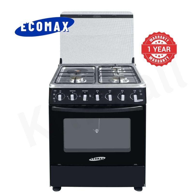 ECOMAX 3 Gas + 1 Electric 4 Burners Free Standing Gas Cooker Cooking Range with 80L Oven 60*60*86cm Pulse lgnition Mechanical Timer LX-880-3G1E