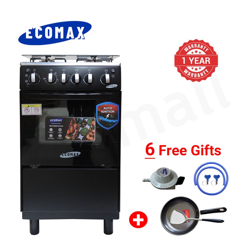 ECOMAX 3 Gas + 1 Electric 4 Burners Free Standing Gas Cooker Cooking Range with 60L Oven Automatic lgnition LX-680-3G1E