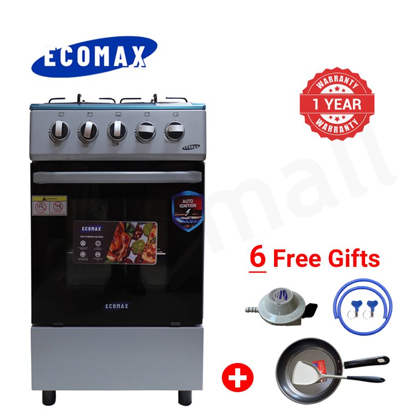 ECOMAX 4 Gas Cooker + Gas Oven 4 Burners Free Standing Gas Cooker Cooking Range with 60L Oven Automatic lgnition LX-680-4G